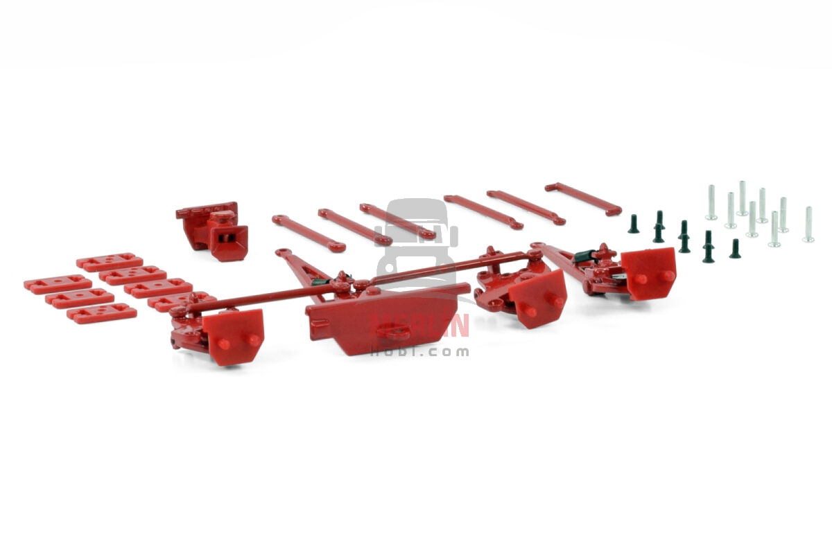 1/50 SCHEUERLE INTER COMBI SET PARTS: HITCH + SINGLE DRAWBAR + DOUBLE DRAWBAR RED