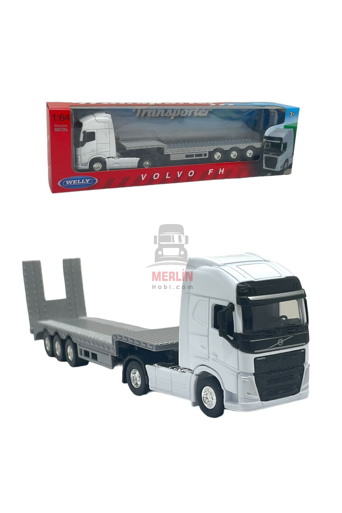 1/64 - Volvo FH4 4x2 ve Lowbed Dorse Welly Tır Çekici - Merlin Hobi