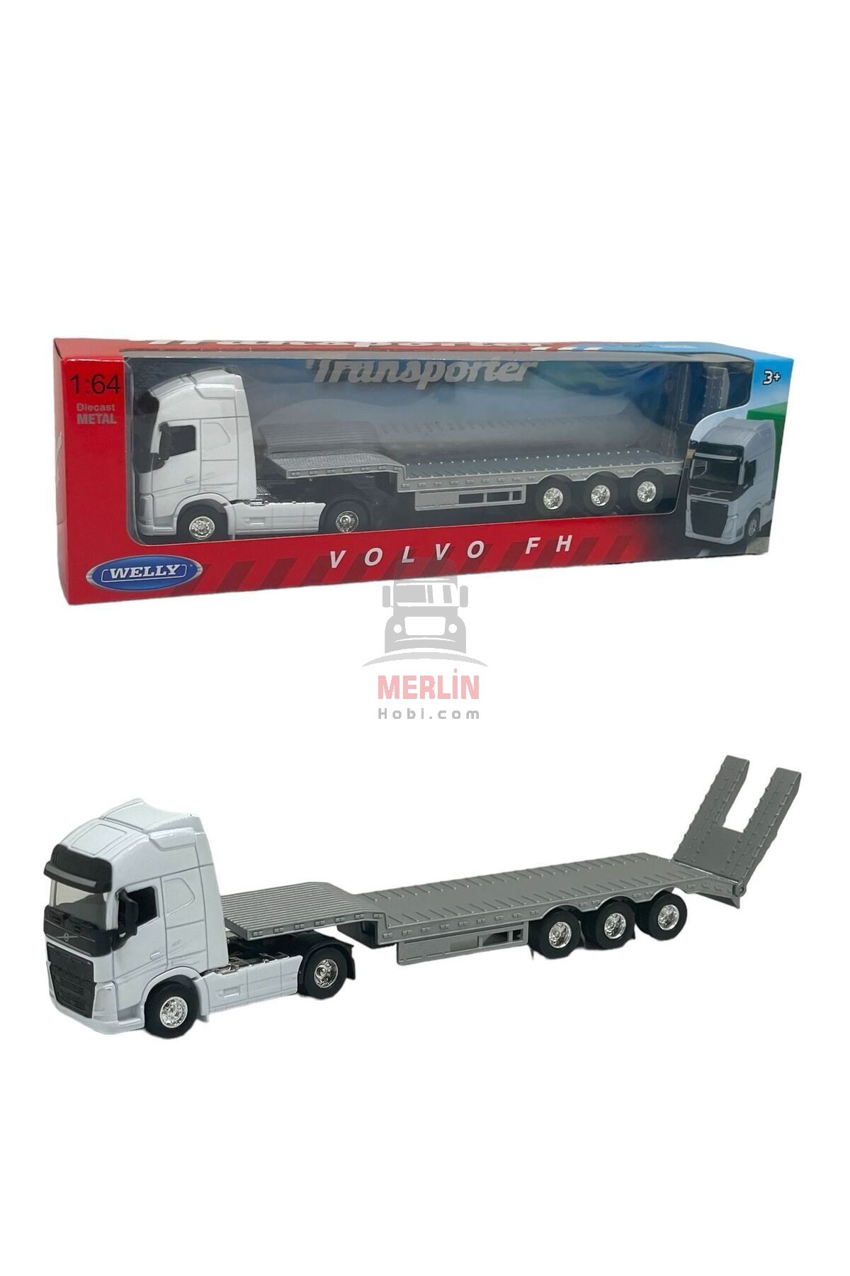 1/64 - Volvo FH4 4x2 ve Lowbed Dorse Welly Tır Çekici - Merlin Hobi