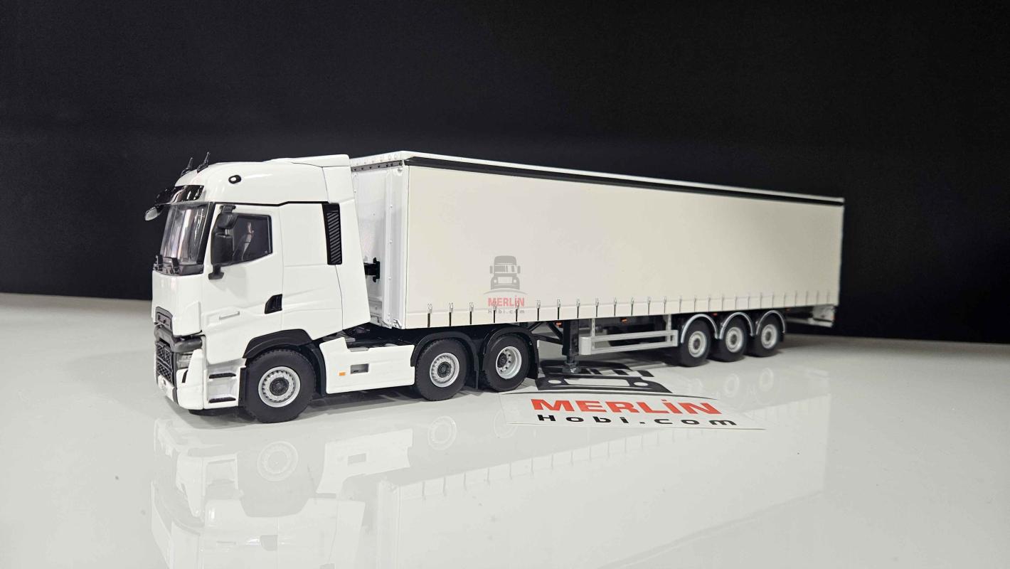 1/50 Renault T-Evo 6x2 White + Curtainside Trialer