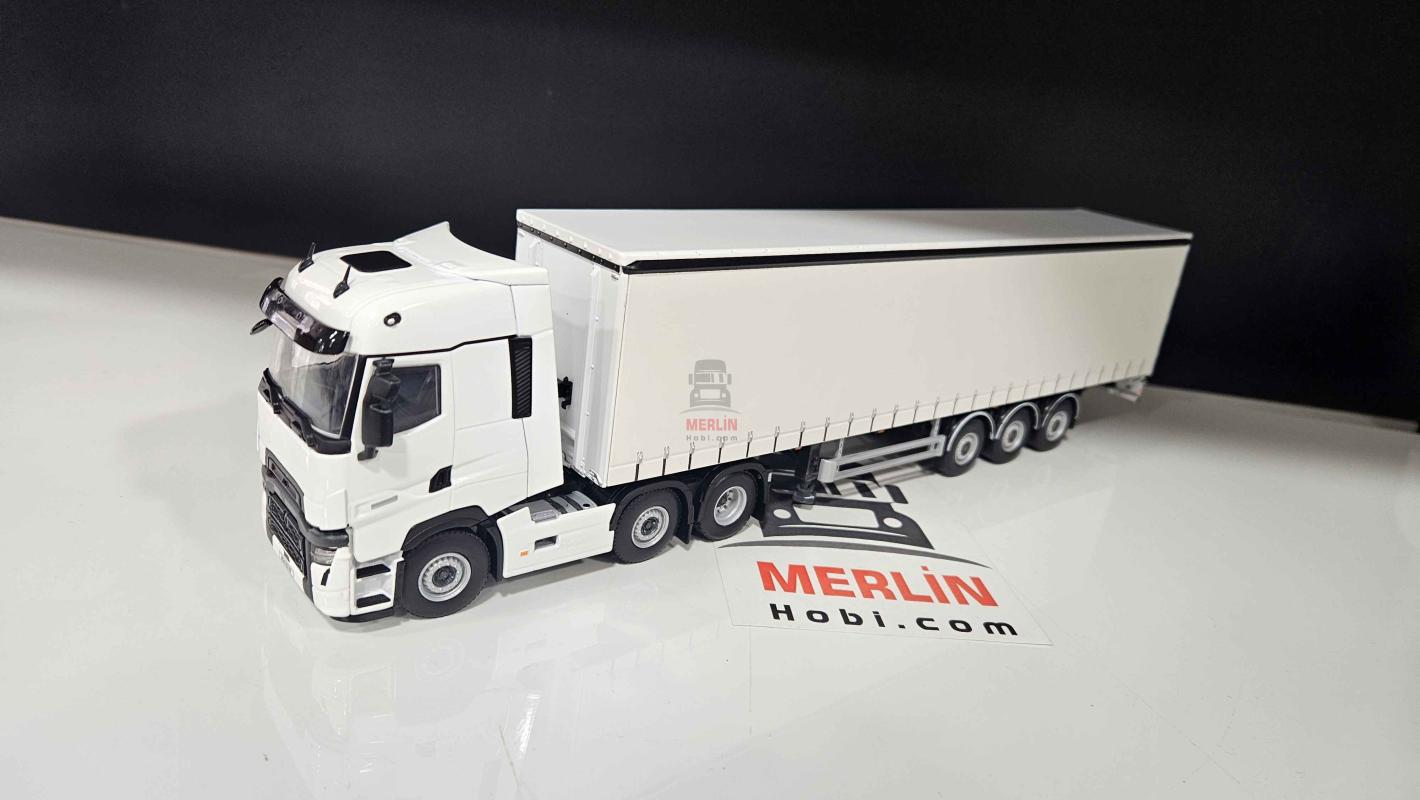 1/50 Renault T-Evo 6x2 White + Curtainside Trialer