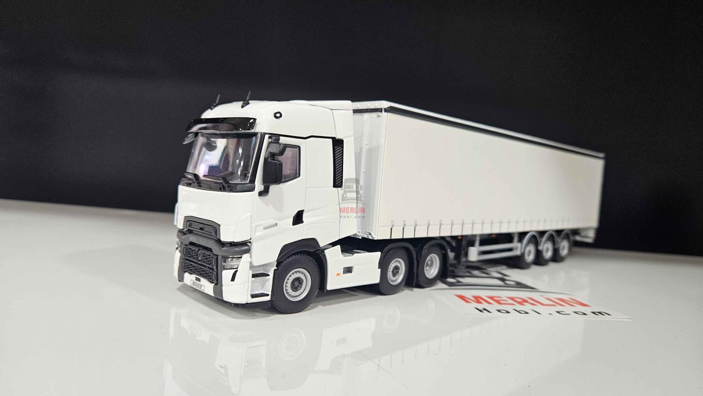 1/50 Renault T-Evo 6x2 White + Curtainside Trialer