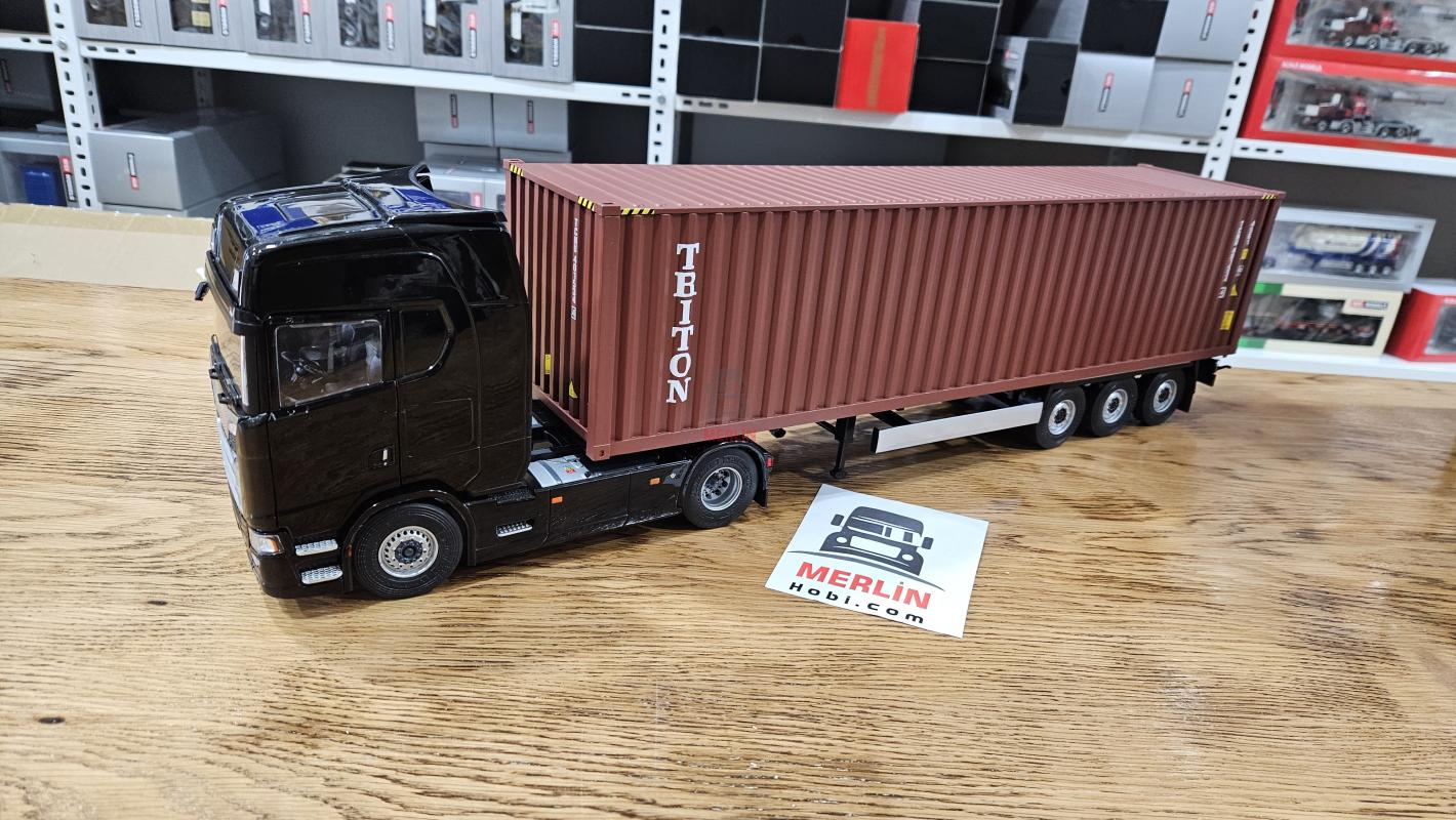 1/24 - Scania S HIGHLINE Siyah + 40ft Konteyner Dorseli