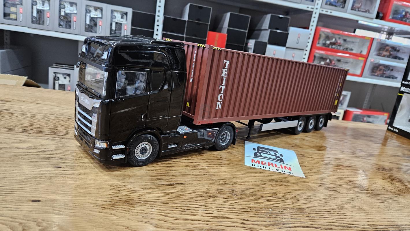 1/24 - Scania S HIGHLINE Siyah + 40ft Konteyner Dorseli