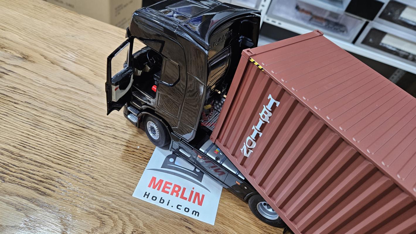 1/24 - Scania S HIGHLINE Siyah + 40ft Konteyner Dorseli