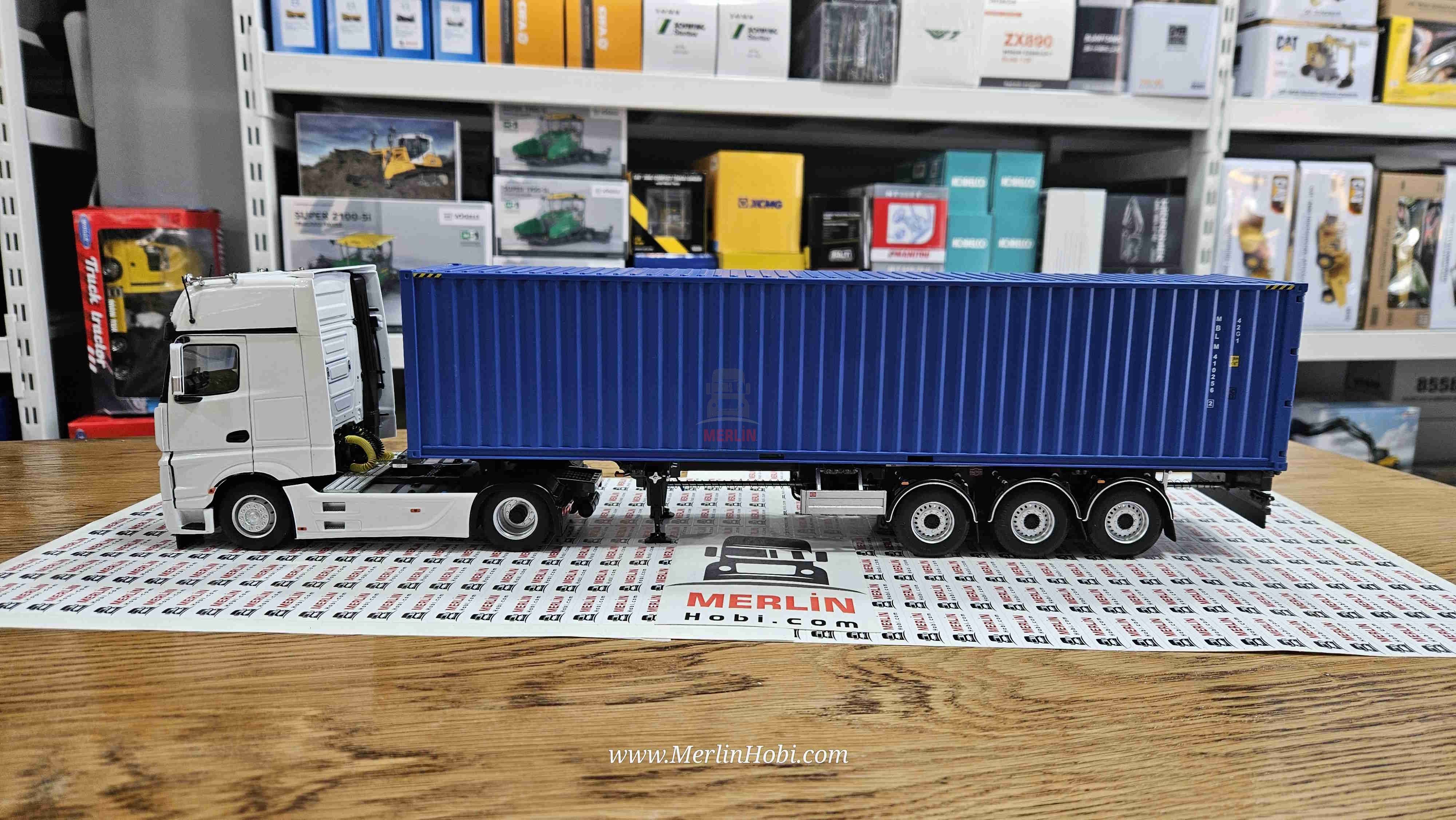 1/32 Marge Mercedes Actros 4x2 + 40ft Mavi Konteyner Dorse