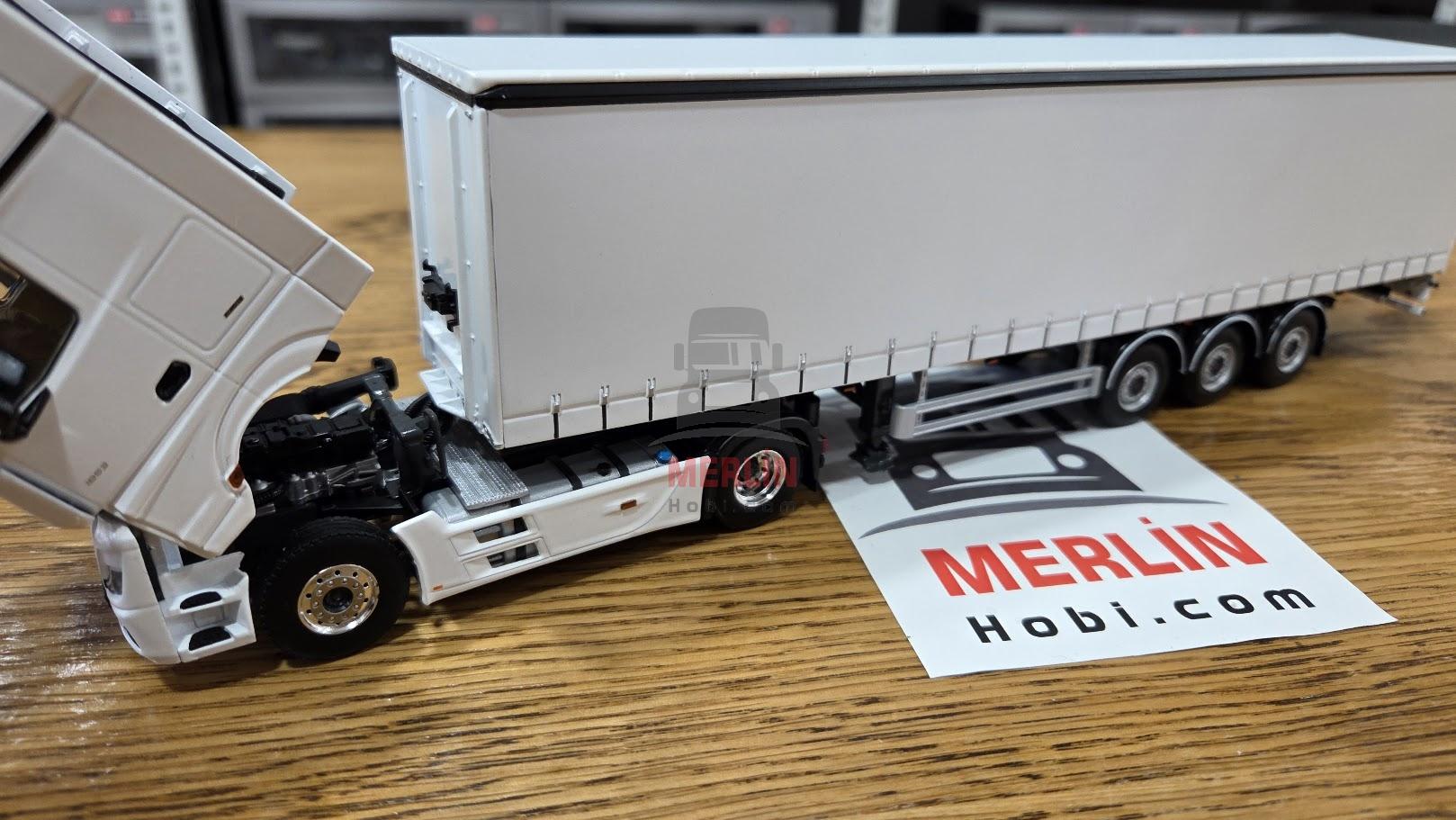 1/50 - Mercedes ACTROS L MP5  4X2 + Tenteli  Trailer - Beyaz