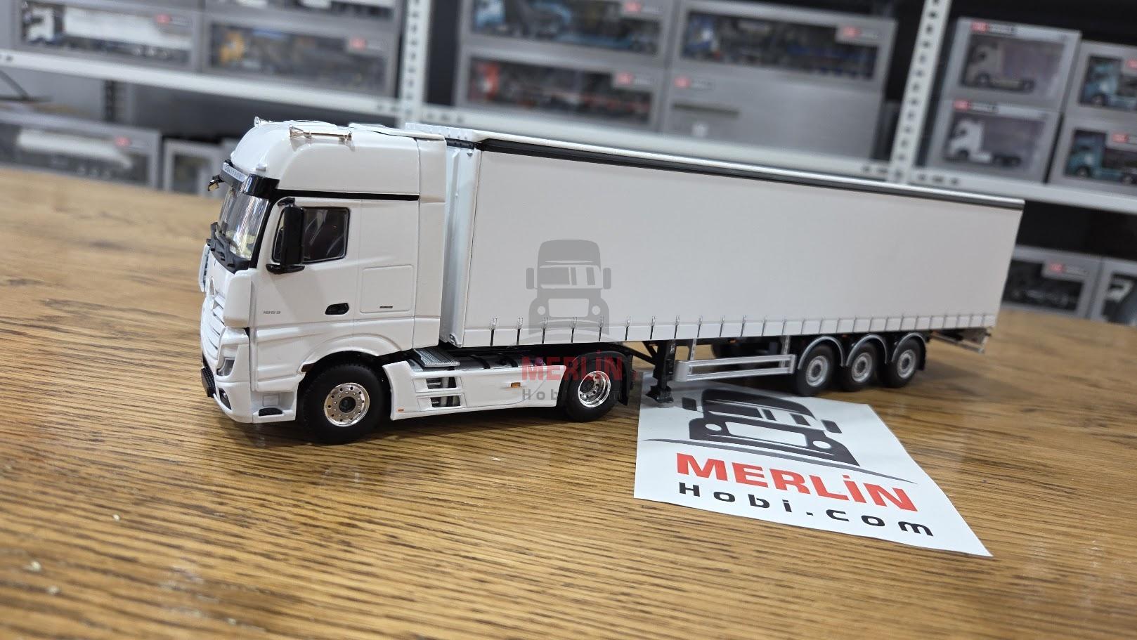 1/50 - Mercedes ACTROS L MP5  4X2 + Tenteli  Trailer - Beyaz