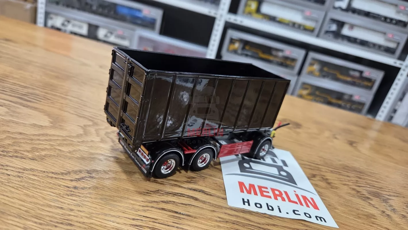1/50 DRAWBAR FLATBED + 40 m3 Hooklift Konteyner Siyah