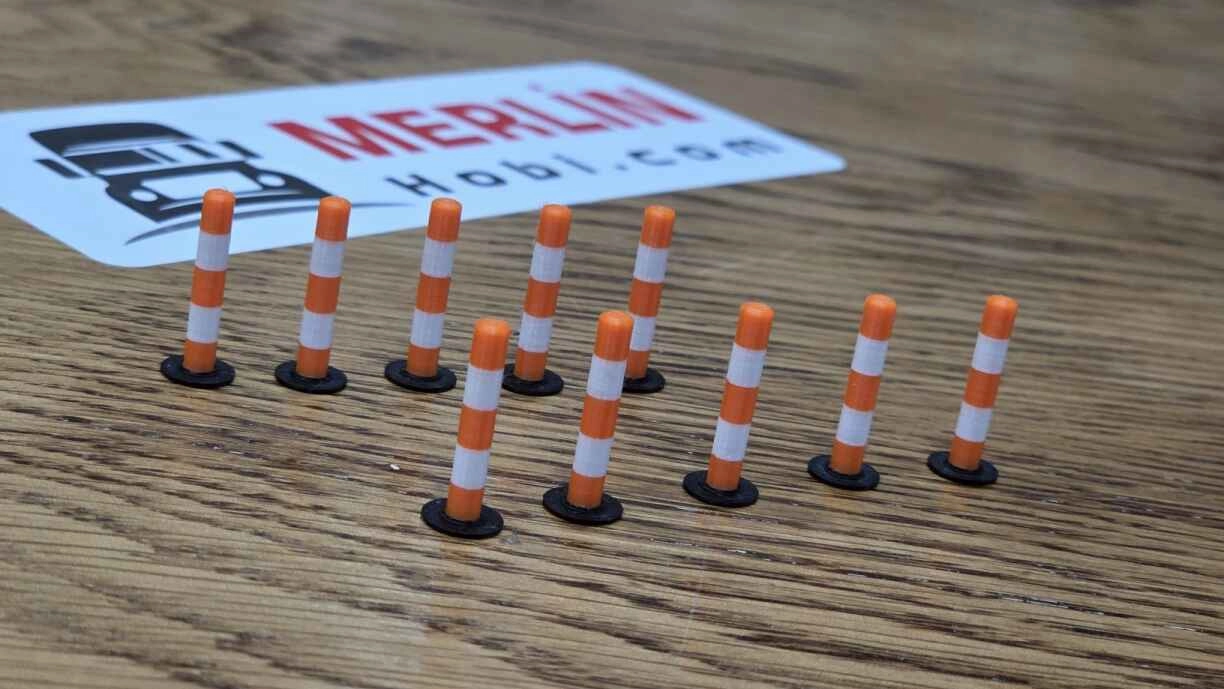 1/50 - 10 adet İnce Yol Dubası - Diorama ve Yük için Aksesuar