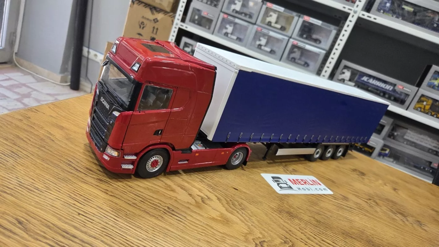 1/24 - Scania S HIGHLINE Kırmızı + Tenteli Dorseli