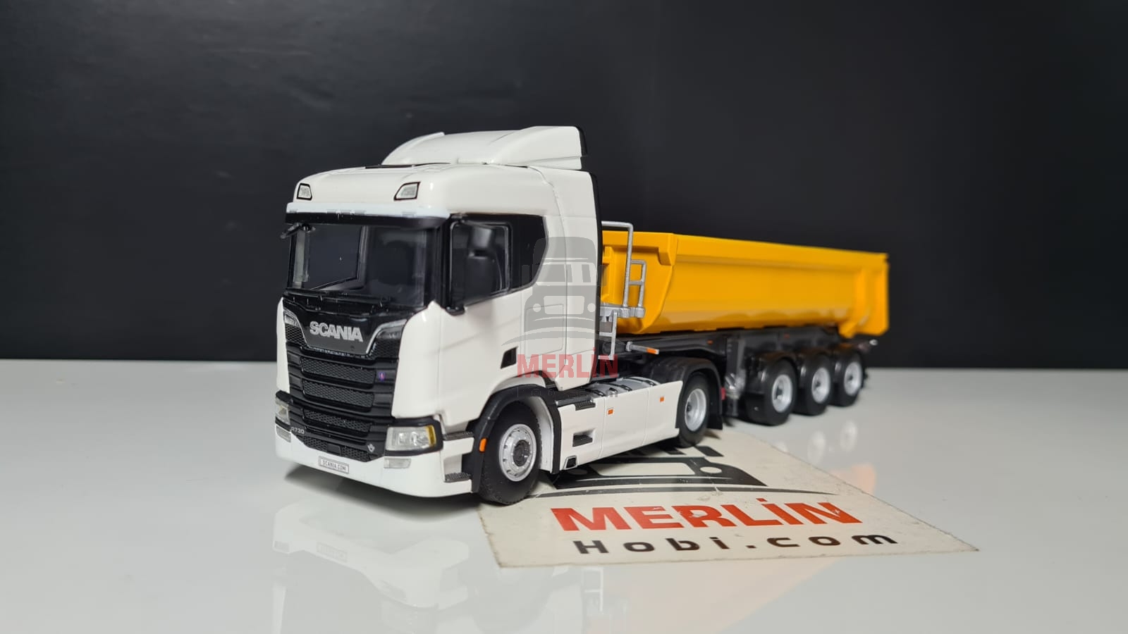 1/50 Scania R730 4x2 + Sarı Damper Dorseli Tır Çekici