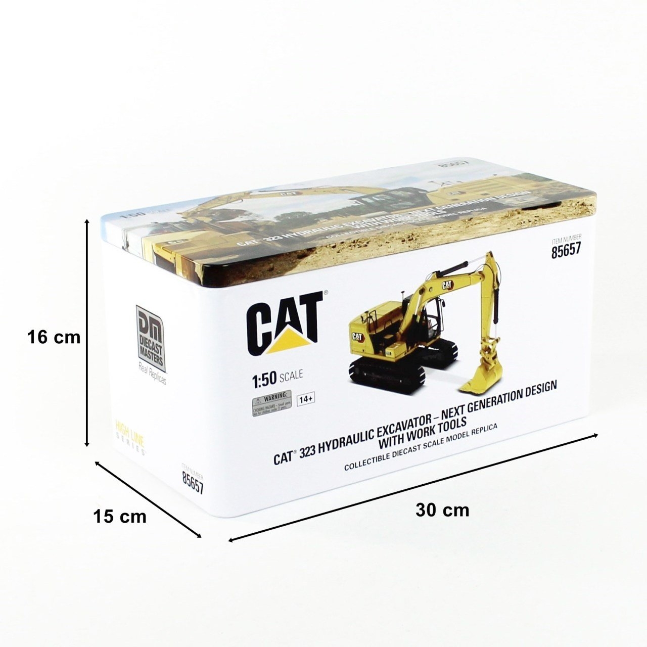 1/50 Caterpillar 323 Ekskavatör + 5 Ataşmanlı ve Operatör Figürlü model
