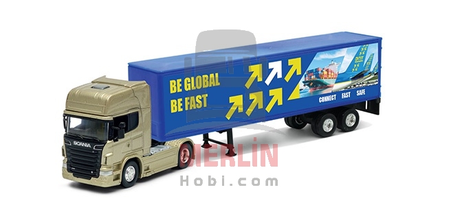 1/64 - Scania V8 R730 4x2 ve  Kapaklı Dorse  Welly Tır Çekici