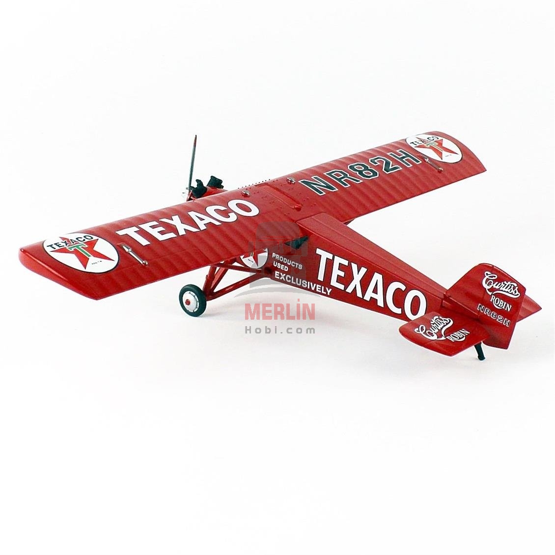 1/38 1929 TEXACO CURTİS ROBİN, Kırmızı Renk Uçak - Metal 