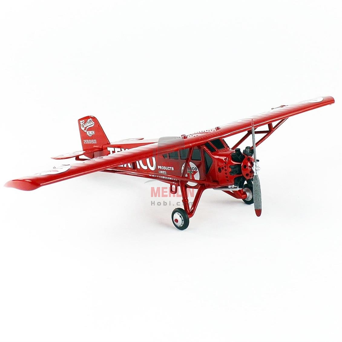 1/38 1929 TEXACO CURTİS ROBİN, Kırmızı Renk Uçak - Metal 