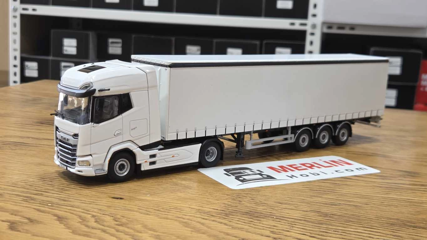 1/50 DAF XG+ MY25 4X2 + Tenteli  Trailer - Beyaz