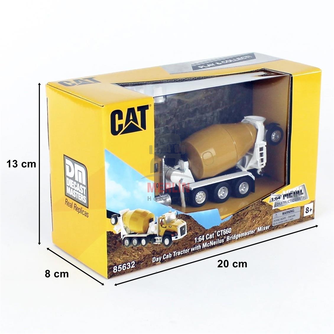 1/64 Ölçek, Cat CT660 Çimento Mikseri, Sergilemeye Hazır Metal İş Makinası Modeli
