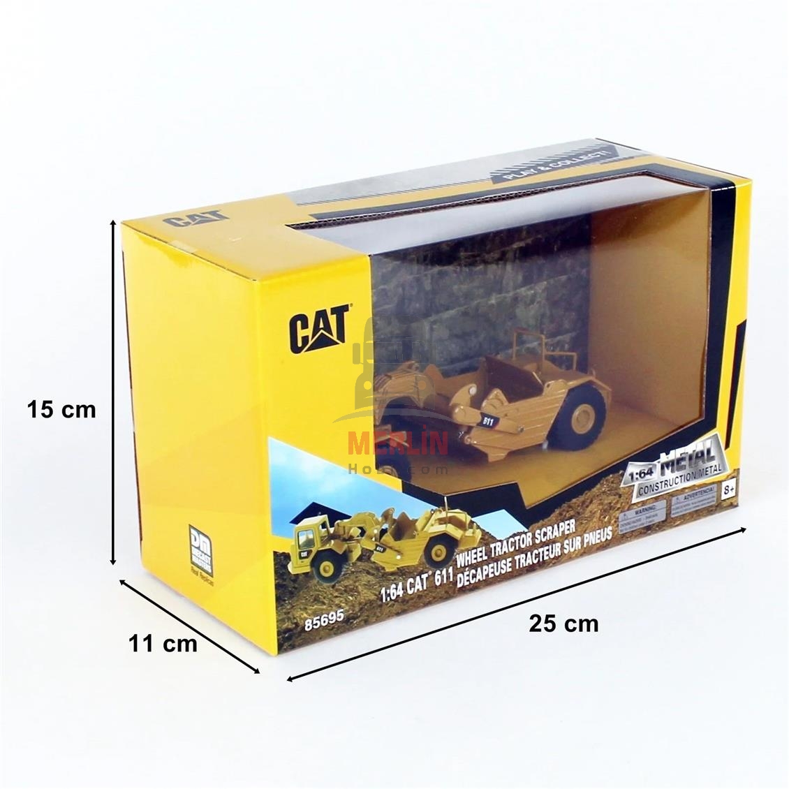 1/64 Scale, Cat 611 Tractor Scraper, Display-Ready Metal Construction Machine Model