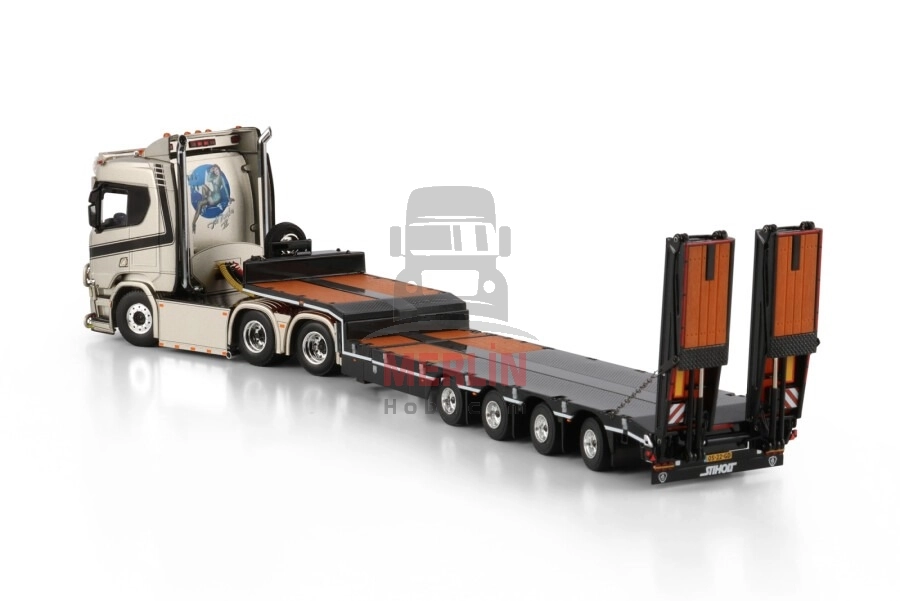 1/50 Dijkstra; SCANIA R NORMAL CR20N 6X2 TAG AXLE SEMI LOW LOADER WITH RAMPS - 4 AXLE