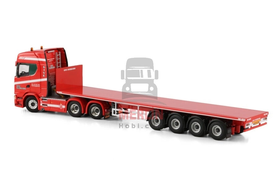 1/50 Give; SCANIA S HIGHLINE CS20H 6X2 TAG AXLE FLATBED TRAILER - 4 AXLE