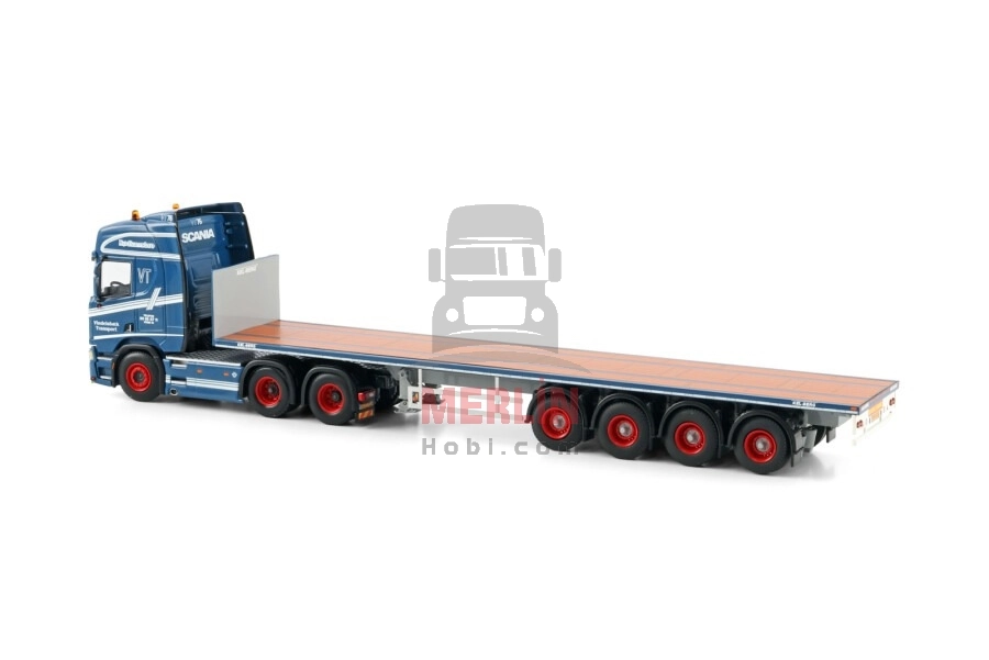 1/50 Vindelsbaek; SCANIA R HIGHLINE CR20H 6X2 TAG AXLE FLATBED TRAILER - 4 AXLE