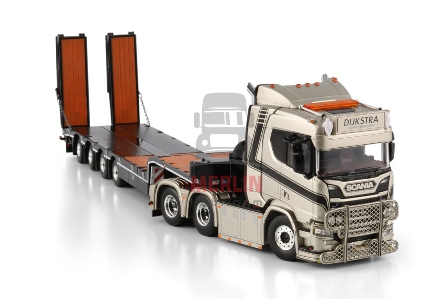 1/50 Dijkstra; SCANIA R NORMAL CR20N 6X2 TAG AXLE SEMI LOW LOADER WITH RAMPS - 4 AXLE