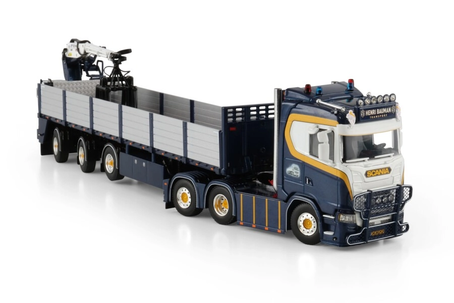 1/50 Henri Bauman; SCANIA S NORMAL CS20N 6X2 TAG AXLE BRICK TRAILER - 3 AXLE
