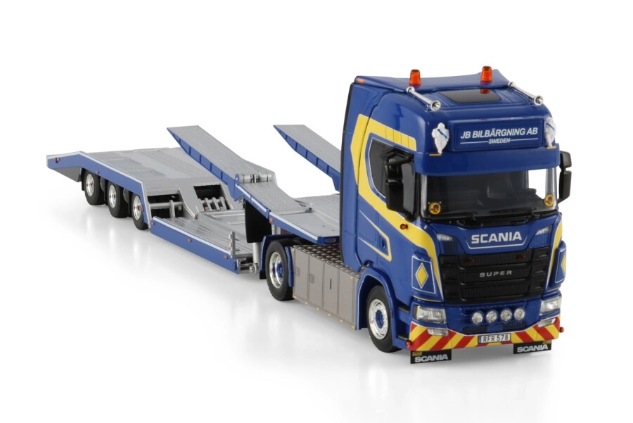 1/50 JB Bilbärgning; SCANIA S HIGHLINE CS20H 4X2 TRUCK TRANSPORTER - 3 AXLE