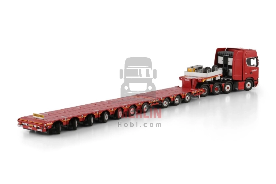 1/50 Nooteboom Red Line;  SCANIA S HIGHLINE CS20H 8X4 MANOOVR WITH 3 AXLE DOLLY - 7 AXLE