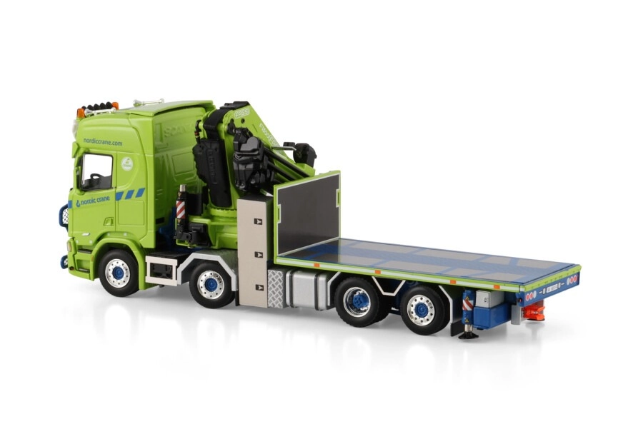 1/50 Nordic Crane Kynningsrud; SCANIA R HIGHLINE CR20H RIGED FLATBED TRUCK 8X2 TAG AXLE WITH FASSI 1100 + JIB