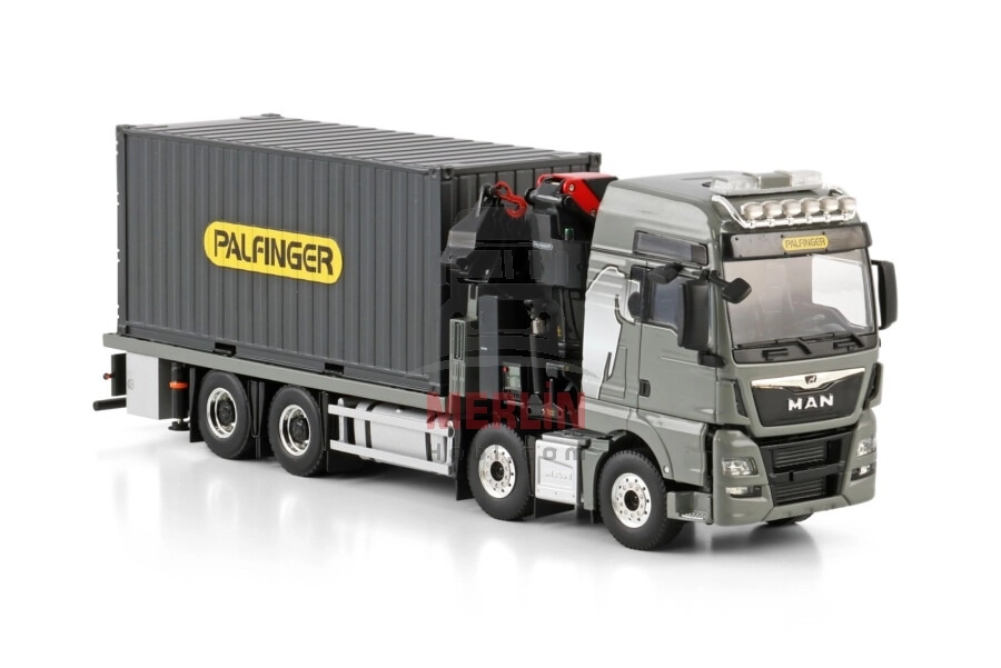 1/50 MAN TGX XXL EURO 6C (FACELIFT) RIGED FLATBED TRUCK 8X4 WITH PALFINGER PK 480 TEC + 20FT KONTEYNER Vinçler