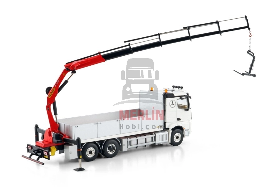 1/50 MERCEDES-BENZ ACTROS MP5 2.300MM CLASSIC SPACE RIGED FLATBED TRUCK 6X2 TAG AXLE WITH PALFINGER PK 19.001 SLD 5 Vinçler