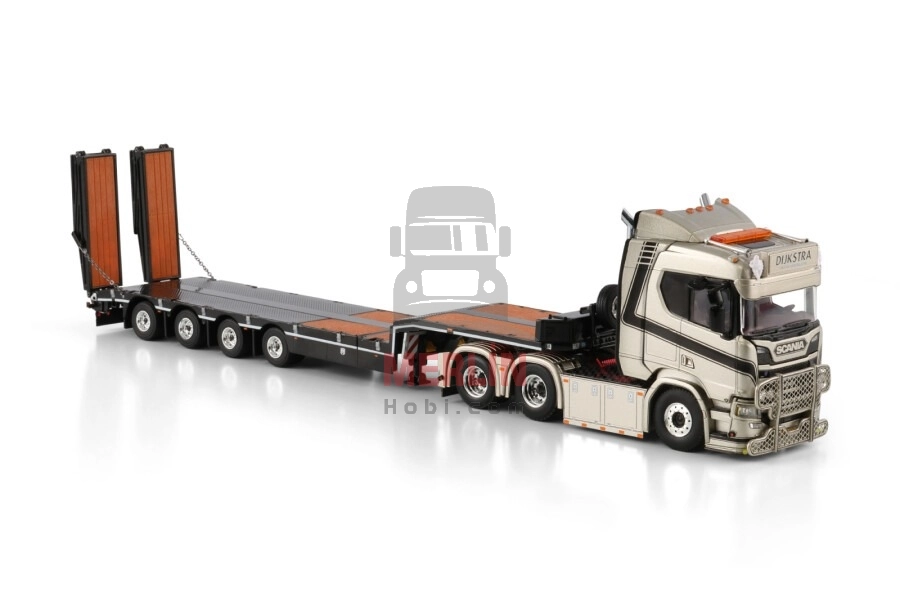 1/50 Dijkstra; SCANIA R NORMAL CR20N 6X2 TAG AXLE SEMI LOW LOADER WITH RAMPS - 4 AXLE
