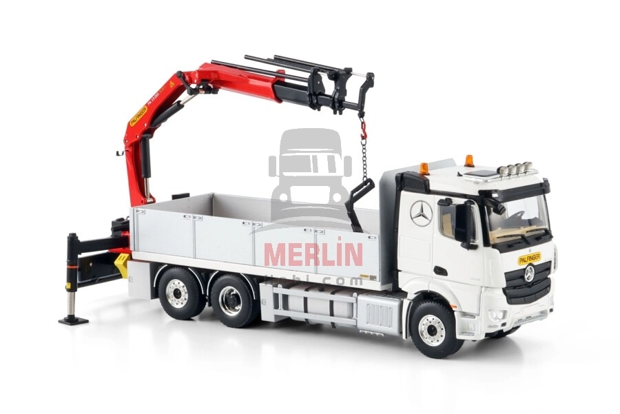 1/50 MERCEDES-BENZ ACTROS MP5 2.300MM CLASSIC SPACE RIGED FLATBED TRUCK 6X2 TAG AXLE WITH PALFINGER PK 19.001 SLD 5 Vinçler