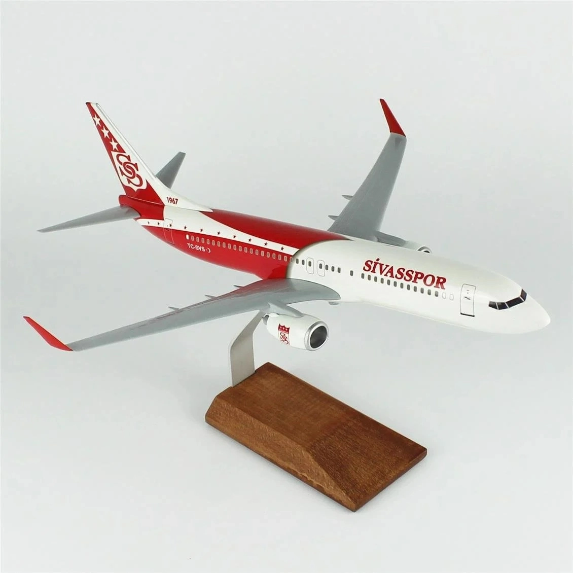 1/100 Ölçek, THY Sivas Spor B737-800 Passenger Plane, Ready for Display with Wooden Stand