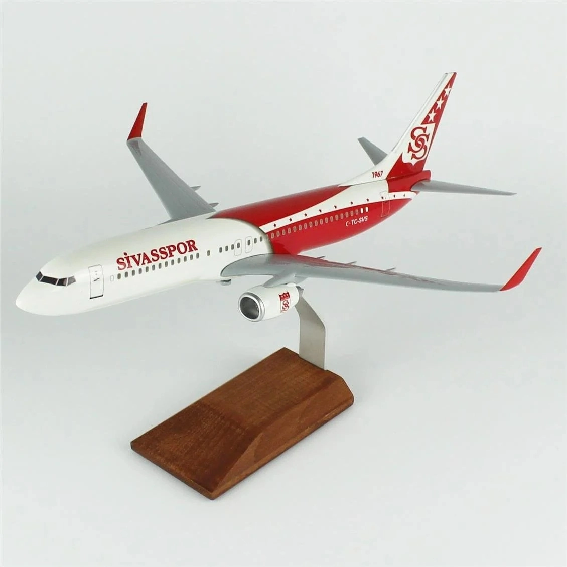 1/100 Ölçek, THY Sivas Spor B737-800 Passenger Plane, Ready for Display with Wooden Stand