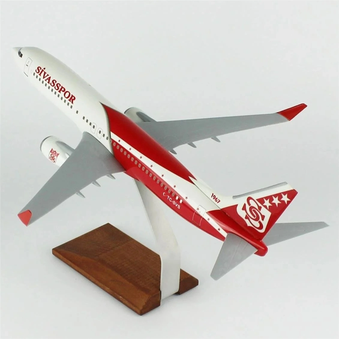 1/100 Ölçek, THY Sivas Spor B737-800 Passenger Plane, Ready for Display with Wooden Stand