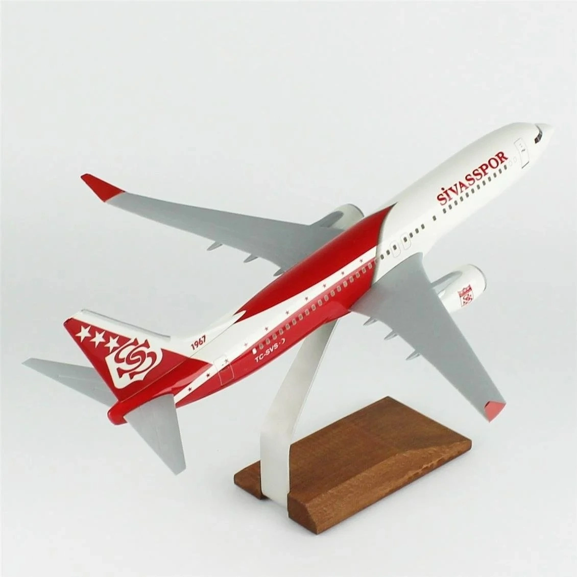 1/100 Ölçek, THY Sivas Spor B737-800 Passenger Plane, Ready for Display with Wooden Stand