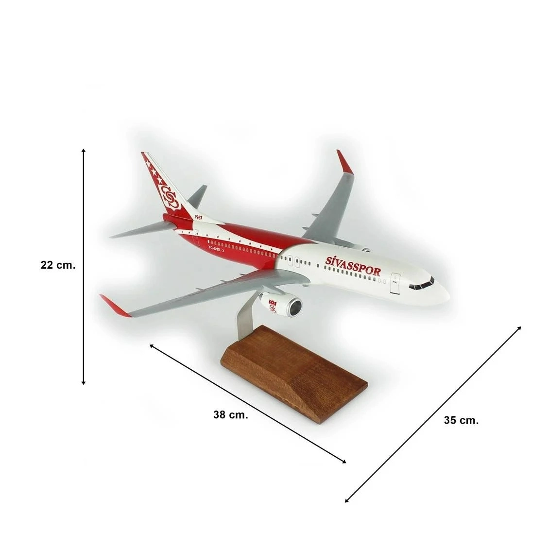 1/100 Ölçek, THY Sivas Spor B737-800 Passenger Plane, Ready for Display with Wooden Stand