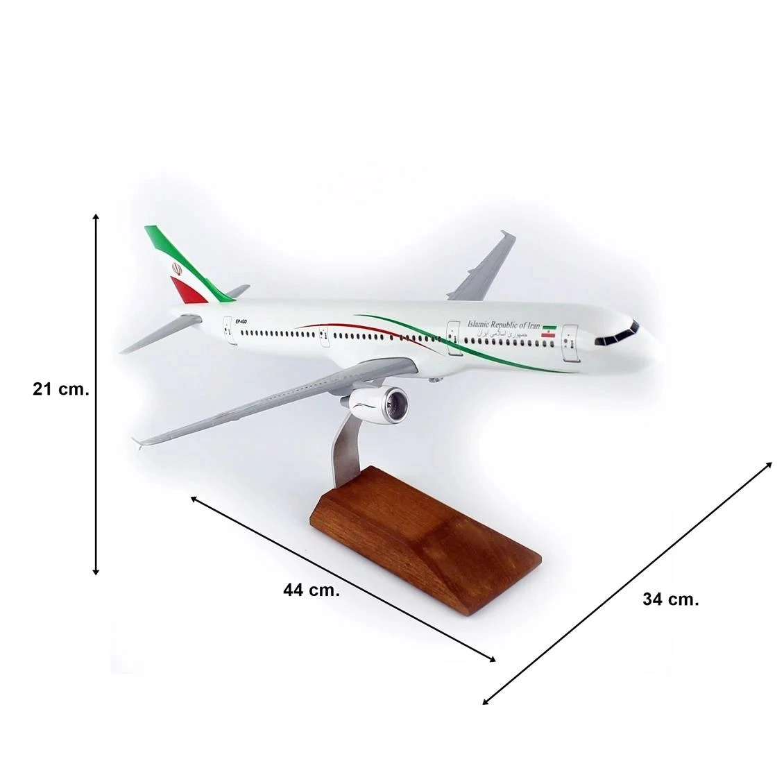 1/100 Ölçek, Islamic Rebublic of Iran A321-200 Passenger Plane, Ready for Display with Wooden Stand