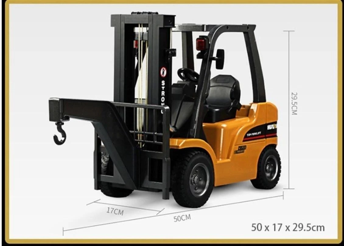 1/10 Ölçek, Forklift, Metal Çatallı ve Aparatlı, 8 Kanal Uzaktan Kumandalı İş Makinası
