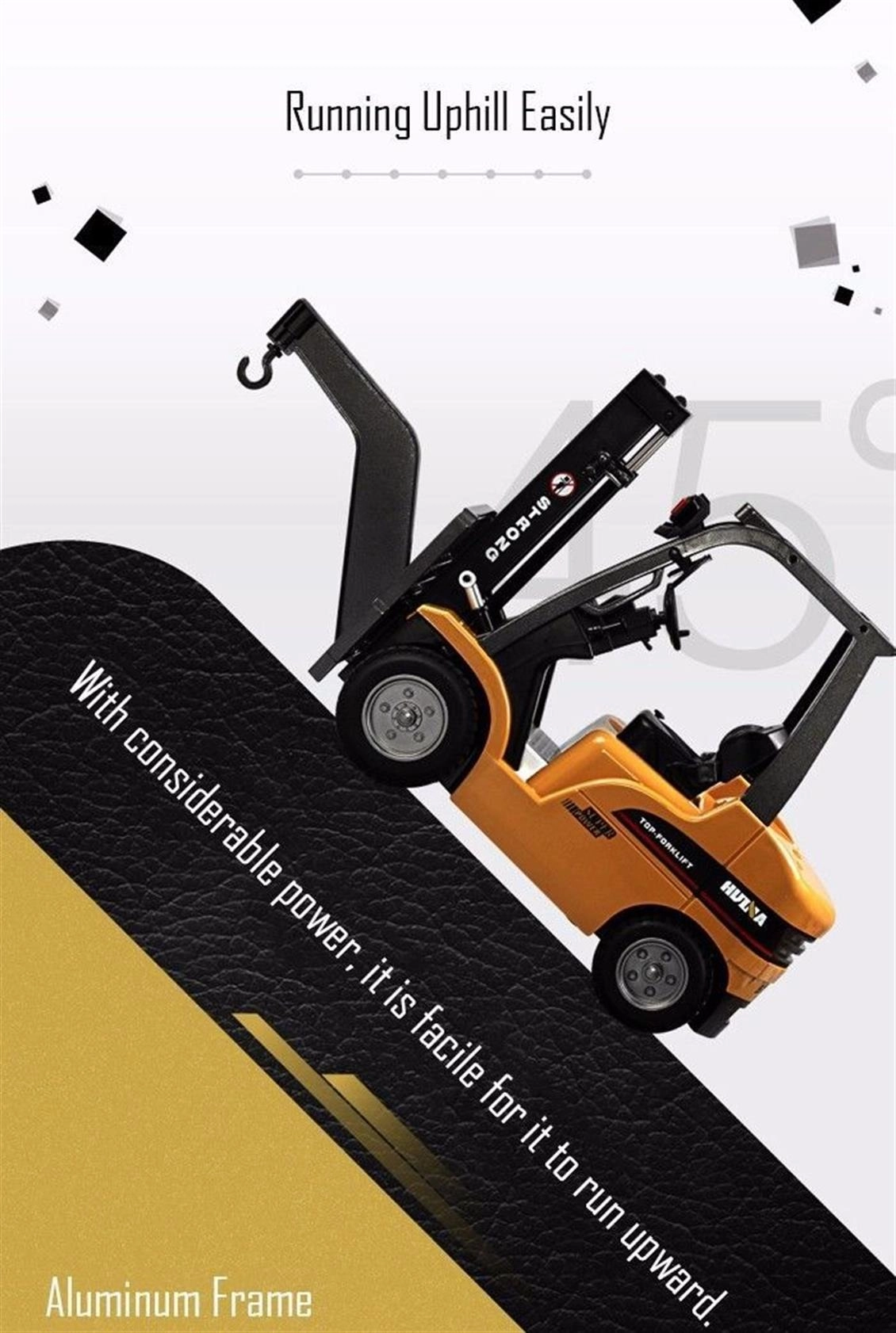 1/10 Ölçek, Forklift, Metal Çatallı ve Aparatlı, 8 Kanal Uzaktan Kumandalı İş Makinası