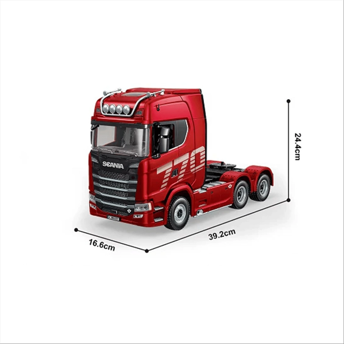 1/18 Ölçek, SCANIA Çekici ve Yarı Römorklu Alçak Kasa Dorse, Metal Destekli, 19 Kanal Uzaktan Kumandalı TIR