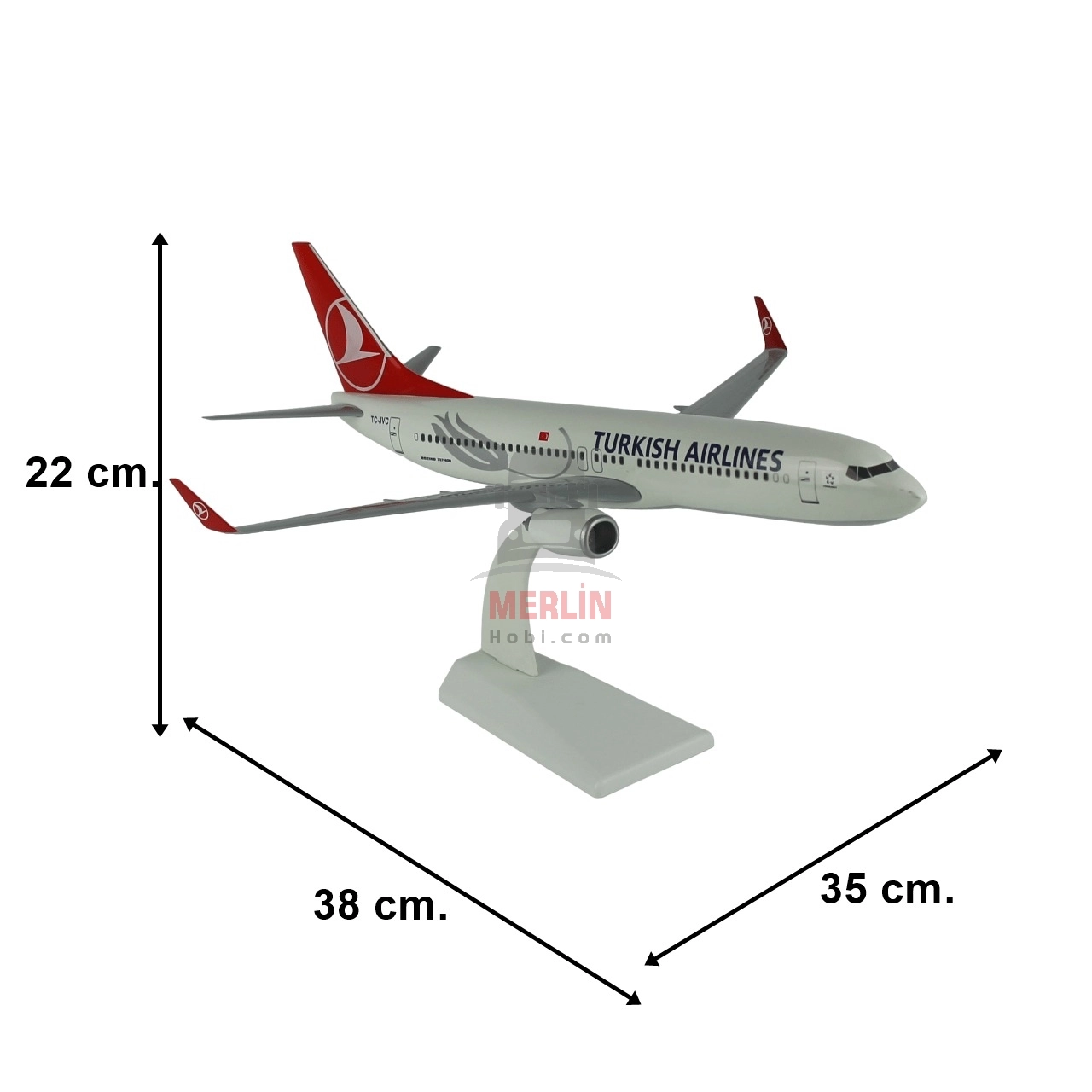 1/100 Ölçek, THY A321 Yolcu Uçağı, Sergilemeye Hazır Plastik Standlı Model