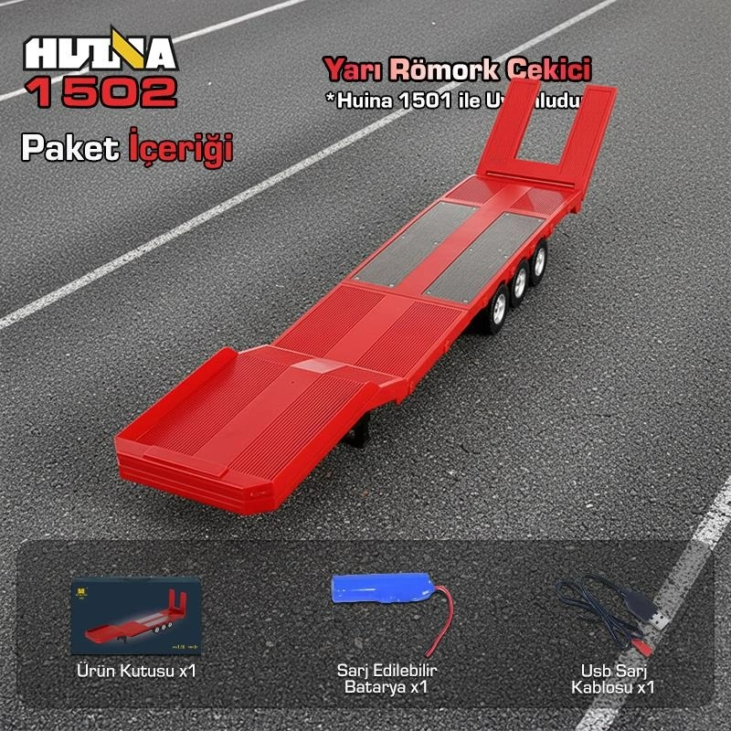 1/18 Ölçek, SCANIA Çekici ve Yarı Römorklu Alçak Kasa Dorse, Metal Destekli, 19 Kanal Uzaktan Kumandalı TIR