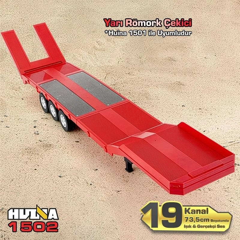 1/18 Ölçek, SCANIA Çekici ve Yarı Römorklu Alçak Kasa Dorse, Metal Destekli, 19 Kanal Uzaktan Kumandalı TIR