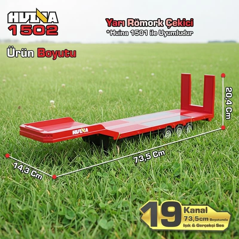 1/18 Ölçek, SCANIA Çekici ve Yarı Römorklu Alçak Kasa Dorse, Metal Destekli, 19 Kanal Uzaktan Kumandalı TIR