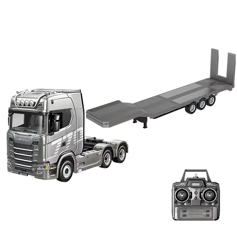 1/18 Ölçek, SCANIA Çekici ve Yarı Römorklu Alçak Kasa Dorse, Metal Destekli, 19 Kanal Uzaktan Kumandalı TIR