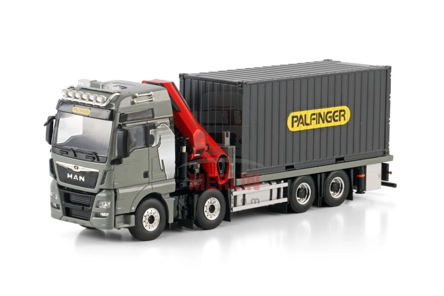 1/50 MAN TGX XXL EURO 6C (FACELIFT) RIGED FLATBED TRUCK 8X4 WITH PALFINGER PK 480 TEC + 20FT KONTEYNER Vinçler